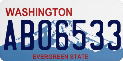 WA license plate ABO6533