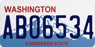 WA license plate ABO6534