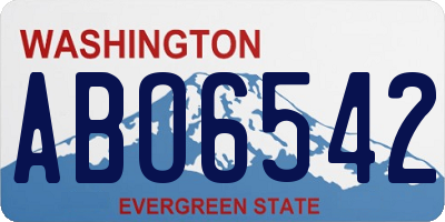 WA license plate ABO6542