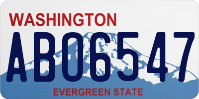 WA license plate ABO6547