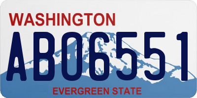 WA license plate ABO6551