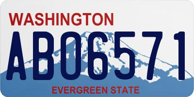 WA license plate ABO6571