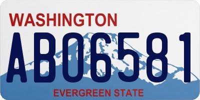 WA license plate ABO6581