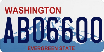 WA license plate ABO6600