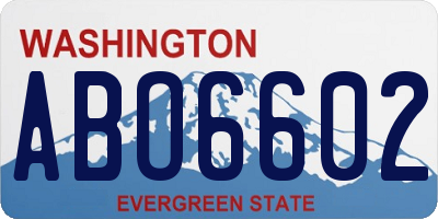 WA license plate ABO6602