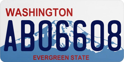 WA license plate ABO6608