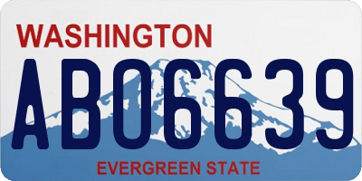 WA license plate ABO6639