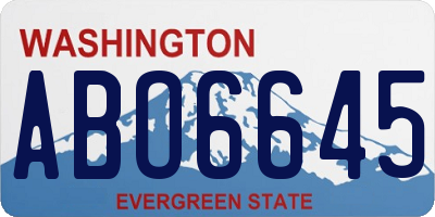 WA license plate ABO6645