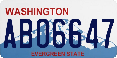 WA license plate ABO6647