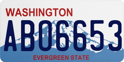 WA license plate ABO6653