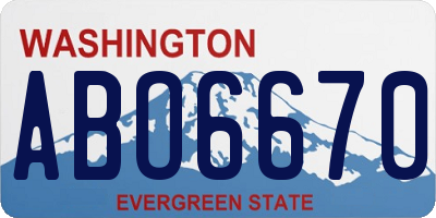 WA license plate ABO6670