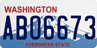WA license plate ABO6673