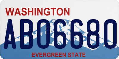 WA license plate ABO6680