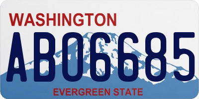 WA license plate ABO6685