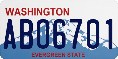 WA license plate ABO6701