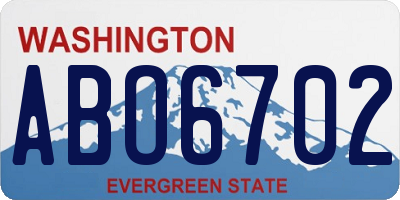 WA license plate ABO6702