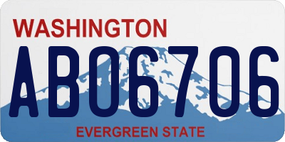 WA license plate ABO6706