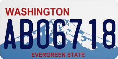 WA license plate ABO6718