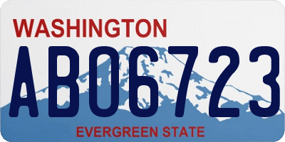 WA license plate ABO6723
