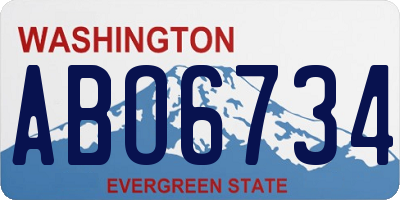 WA license plate ABO6734