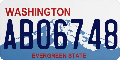 WA license plate ABO6748