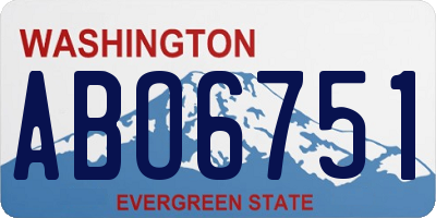 WA license plate ABO6751