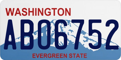 WA license plate ABO6752
