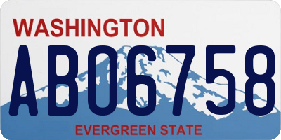 WA license plate ABO6758