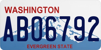 WA license plate ABO6792