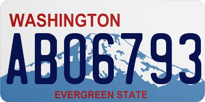 WA license plate ABO6793