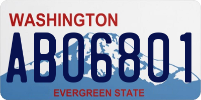 WA license plate ABO6801