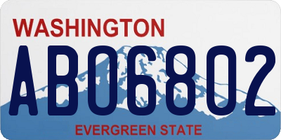 WA license plate ABO6802