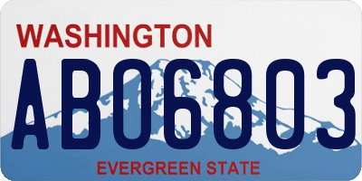 WA license plate ABO6803