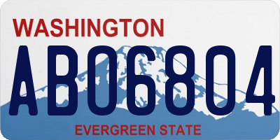 WA license plate ABO6804