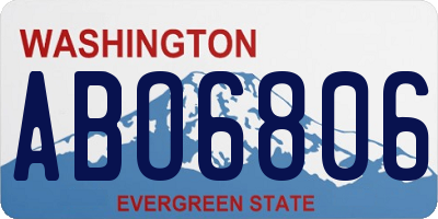 WA license plate ABO6806