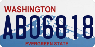 WA license plate ABO6818