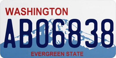 WA license plate ABO6838