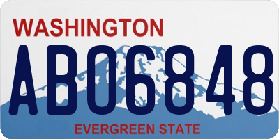 WA license plate ABO6848