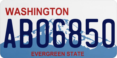 WA license plate ABO6850