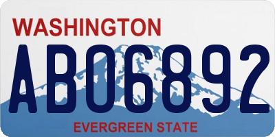 WA license plate ABO6892