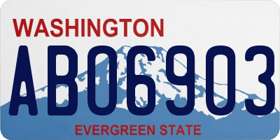 WA license plate ABO6903