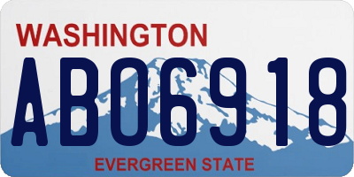 WA license plate ABO6918
