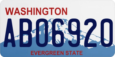 WA license plate ABO6920