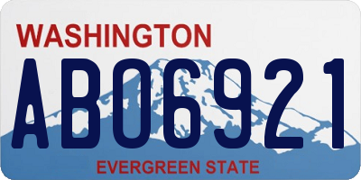 WA license plate ABO6921