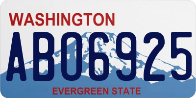 WA license plate ABO6925