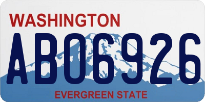 WA license plate ABO6926