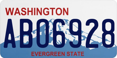WA license plate ABO6928