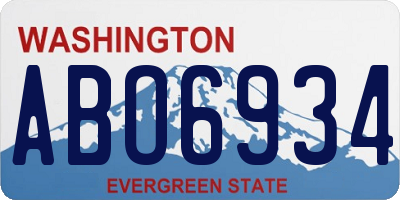 WA license plate ABO6934