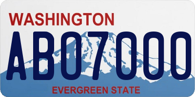 WA license plate ABO7000