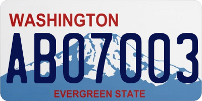 WA license plate ABO7003
